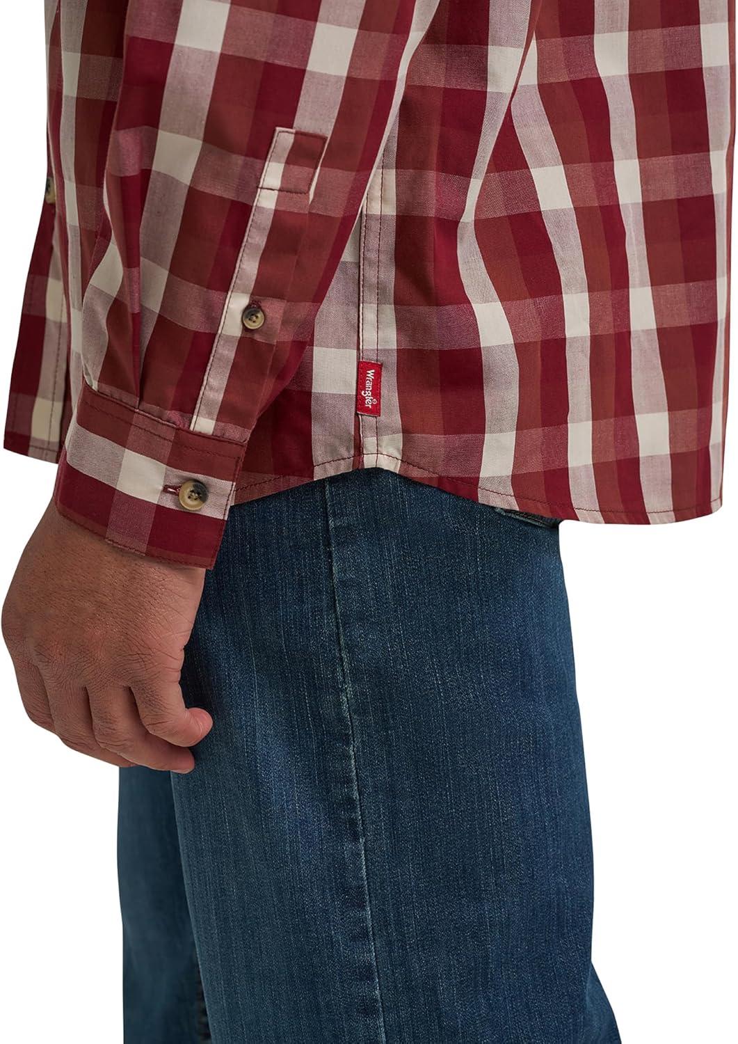 imageWrangler Authentics Mens Long Sleeve Plaid Woven ShirtSable Plaid