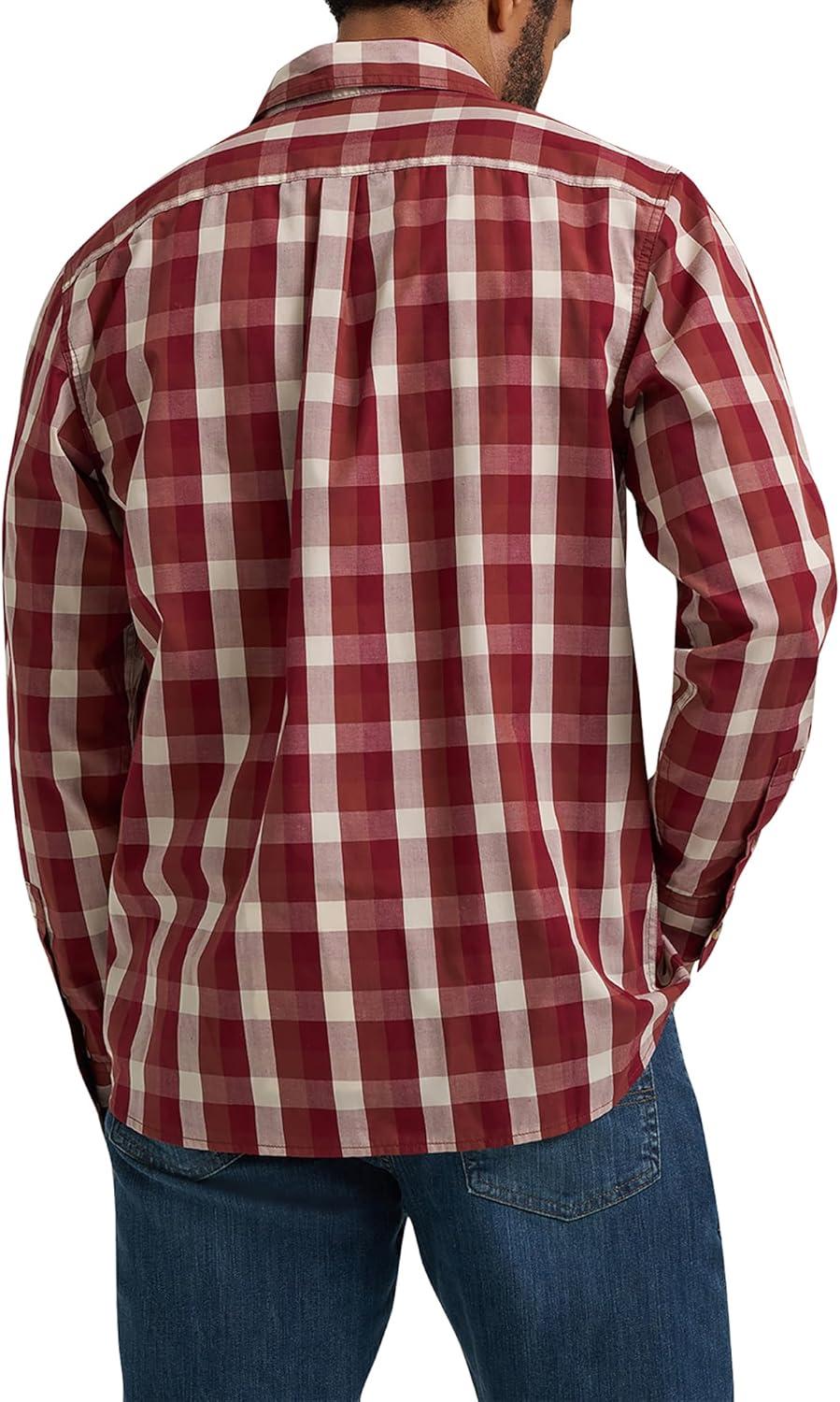 imageWrangler Authentics Mens Long Sleeve Plaid Woven ShirtSable Plaid