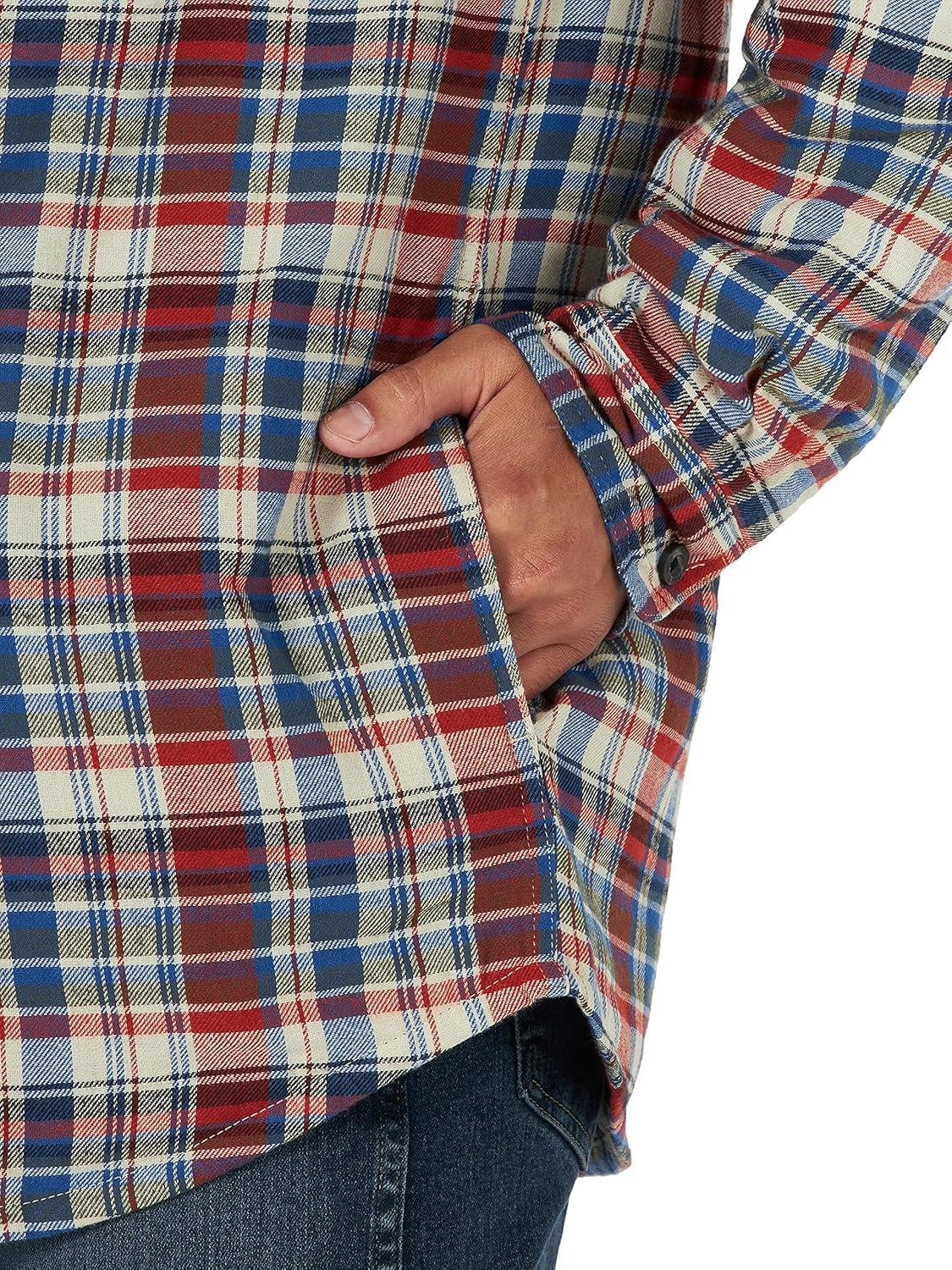 imageWrangler Authentics Mens Long Sleeve Quilted Lined Flannel Shirt Jacket with HoodBossa Nova