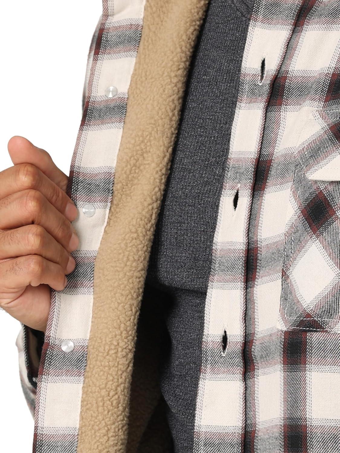 imageWrangler Authentics Mens Long Sleeve Sherpa Lined Shirt JacketLily White