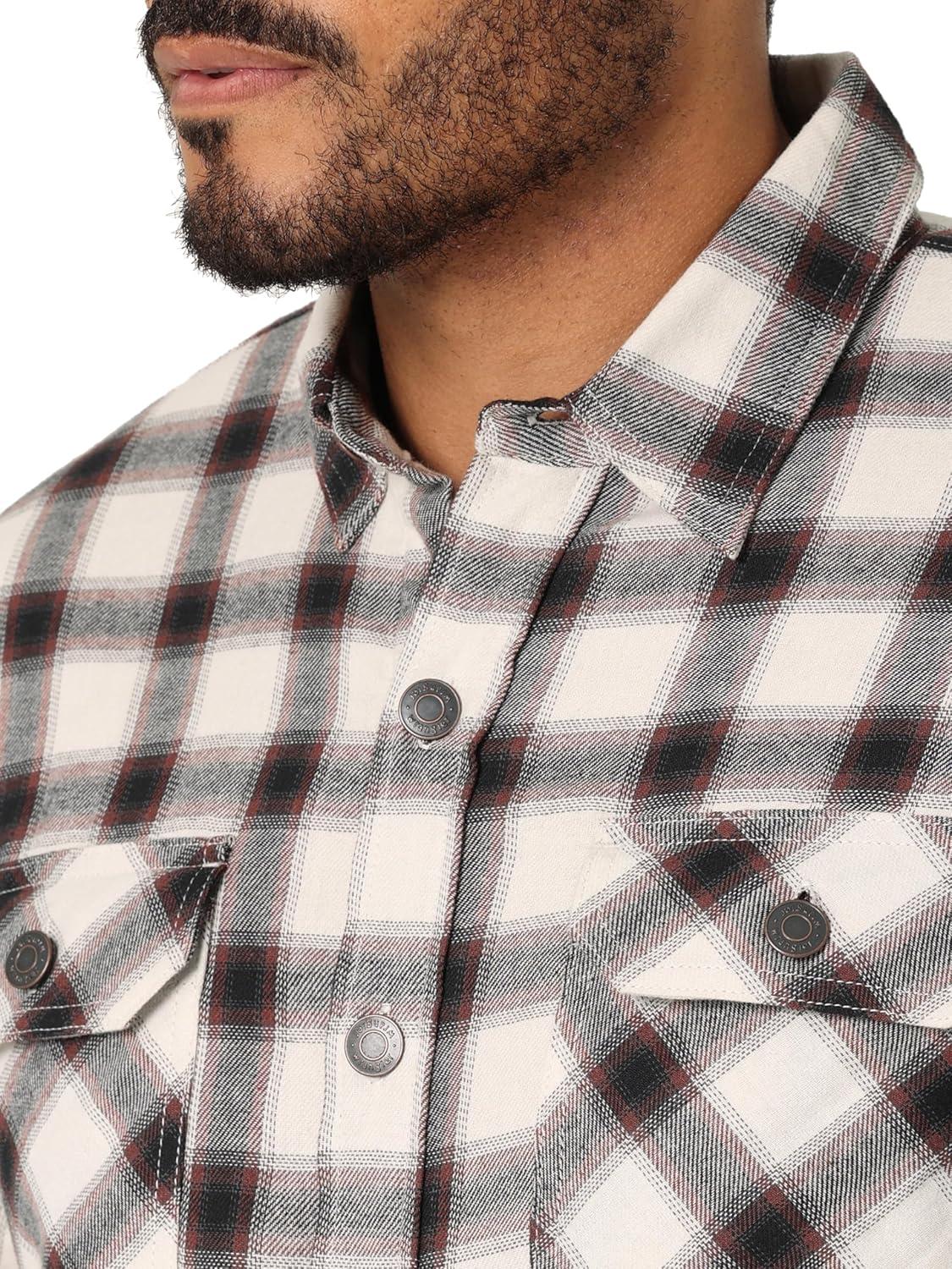 imageWrangler Authentics Mens Long Sleeve Sherpa Lined Shirt JacketLily White