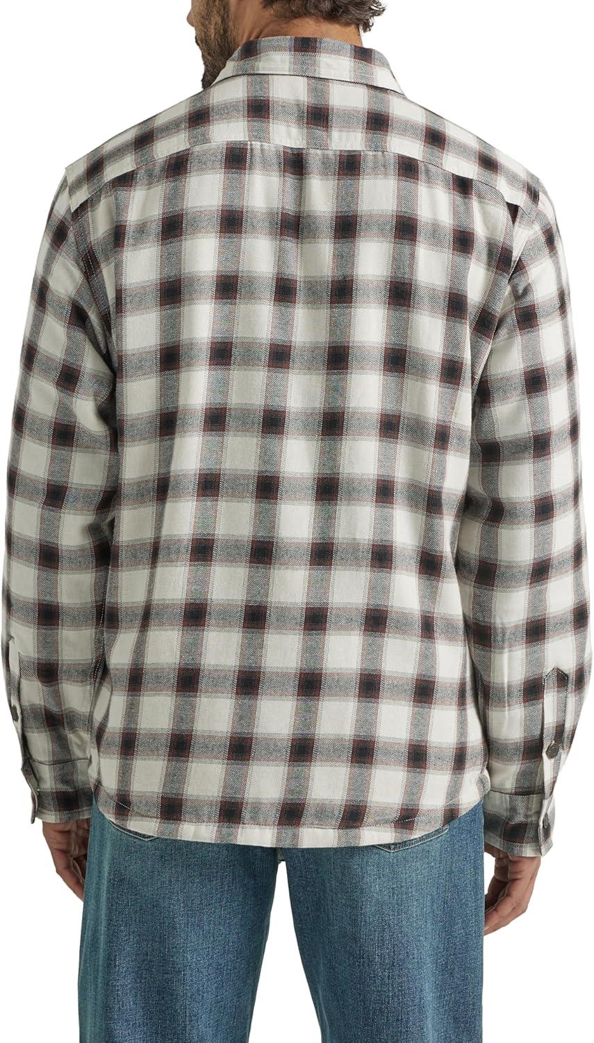 imageWrangler Authentics Mens Long Sleeve Sherpa Lined Shirt JacketLily White