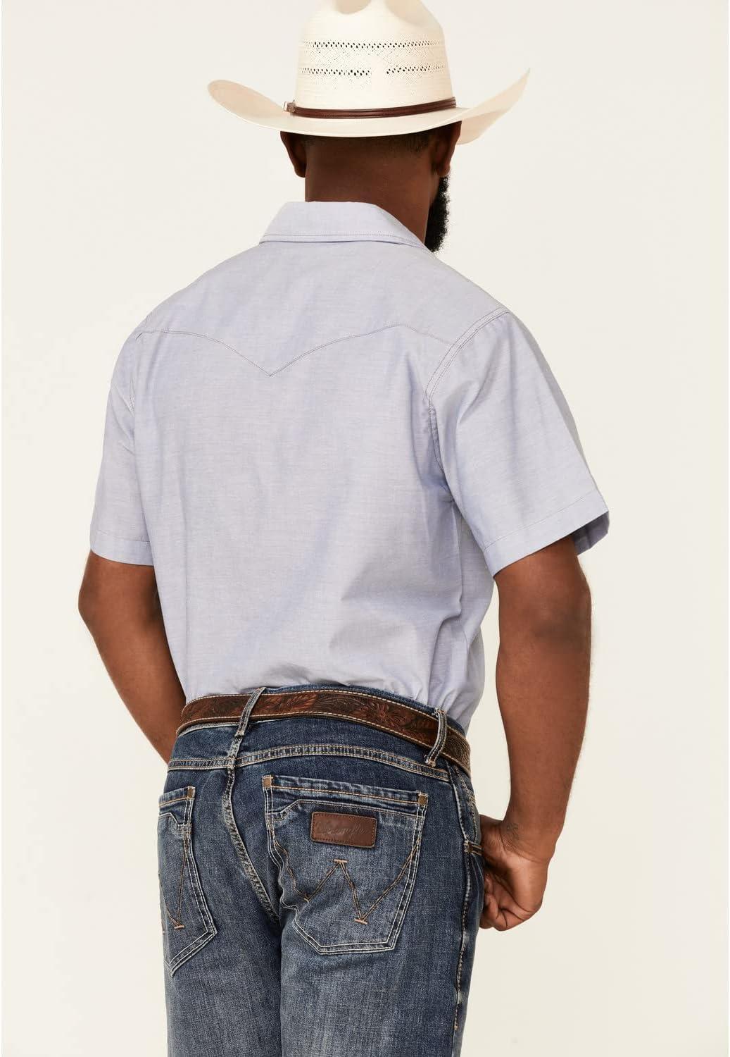 imageWrangler Denim Short Sleeve Snap ShirtChambray