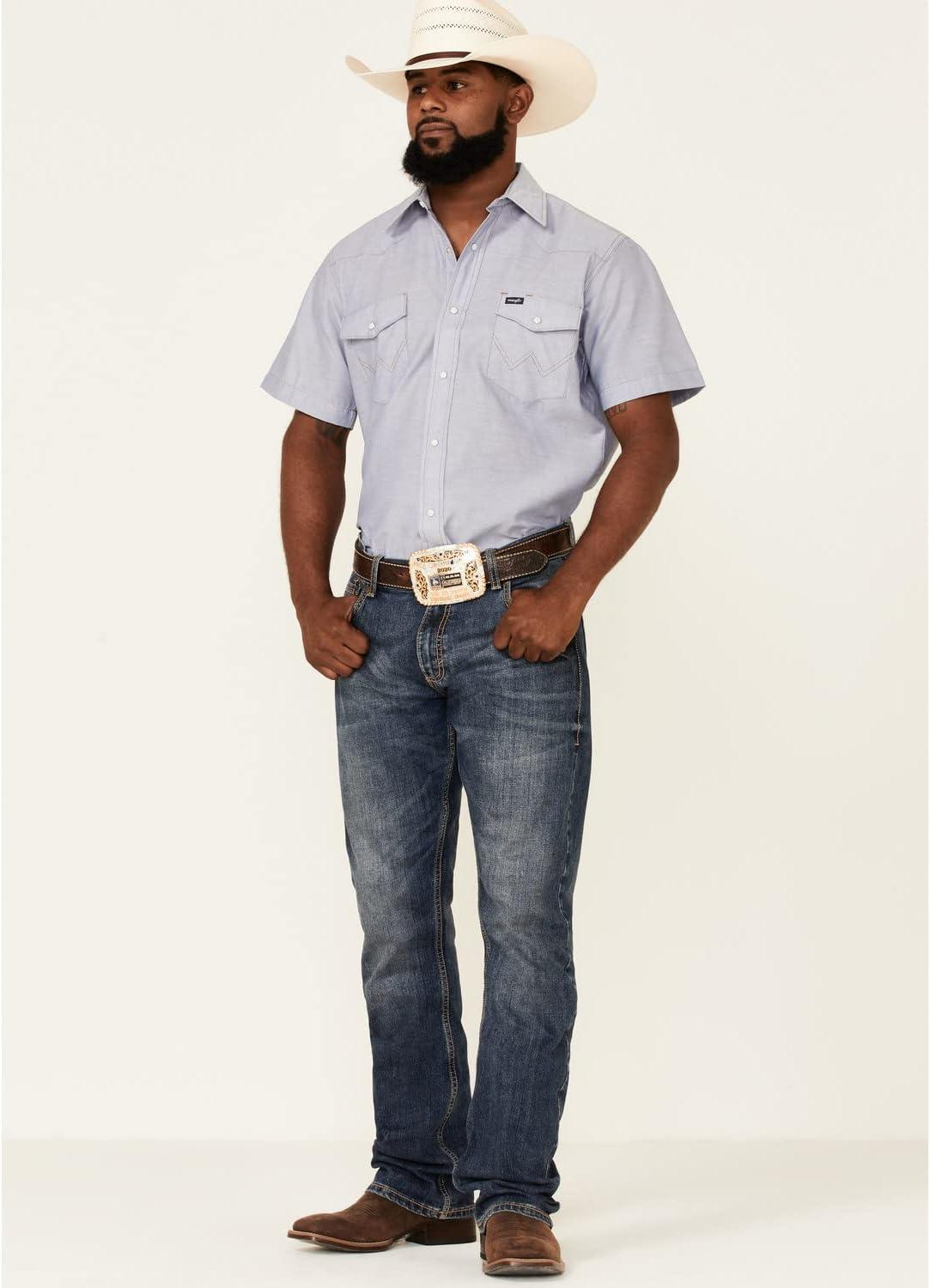 imageWrangler Denim Short Sleeve Snap ShirtChambray