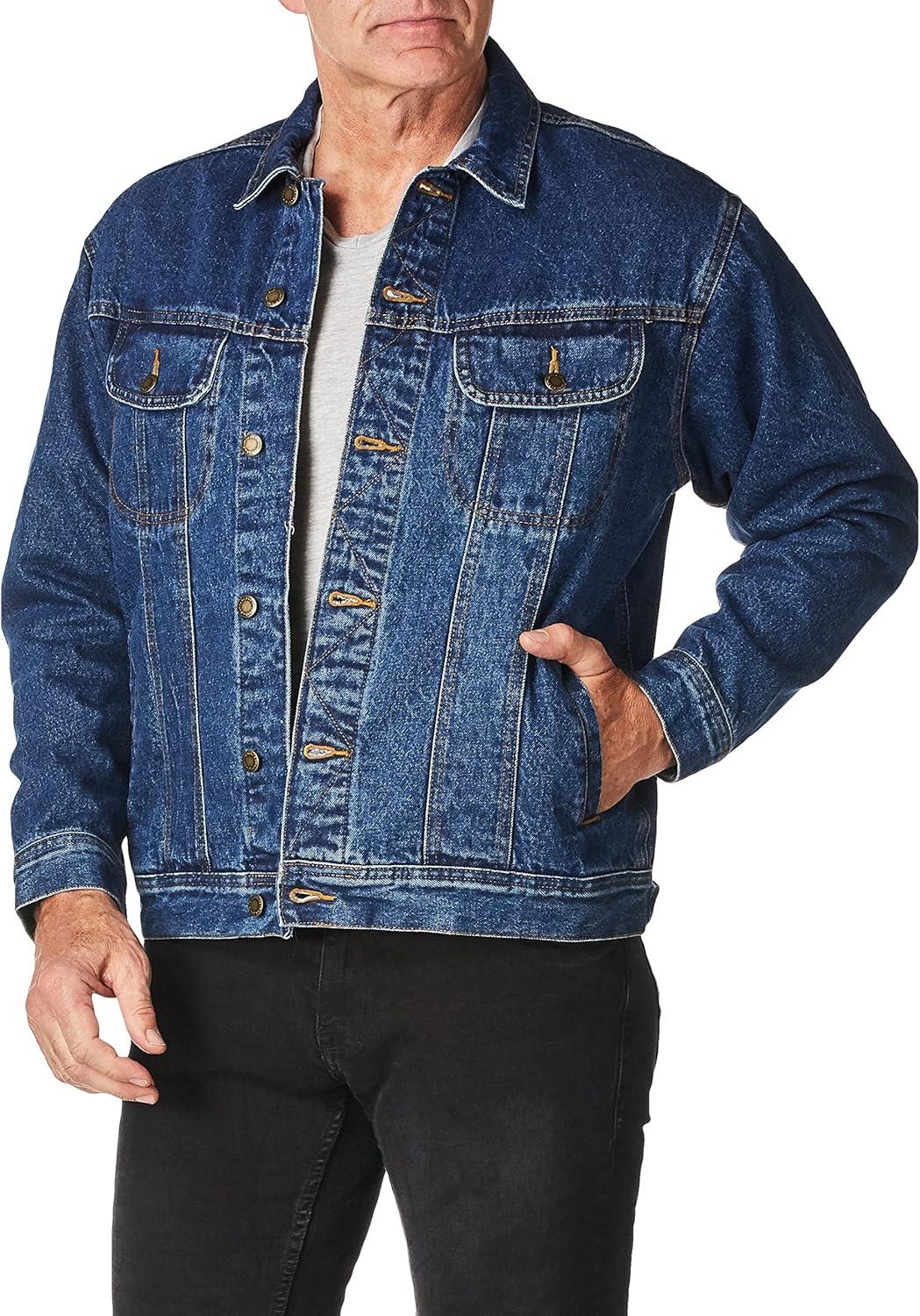 imageWrangler Flannel Lined Denim Jacket Antique Navy XXLarge