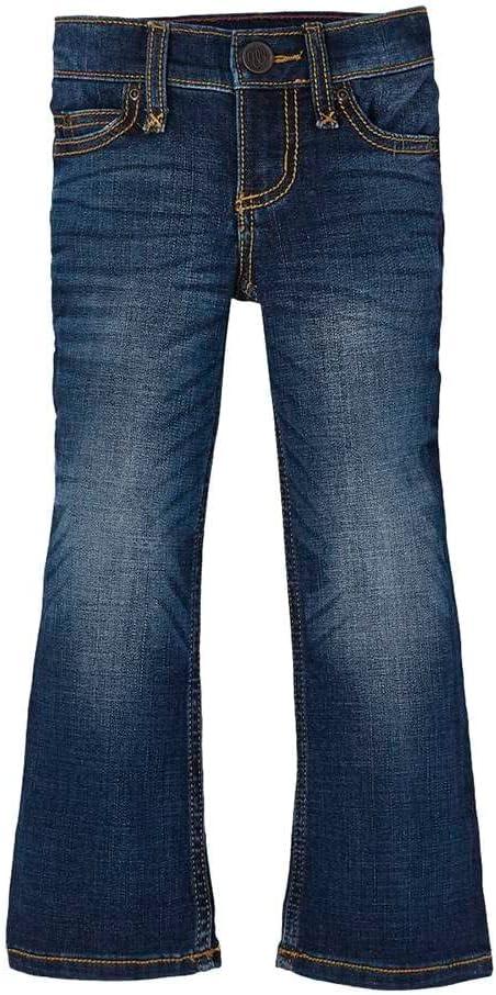 imageWrangler Girls Dark Wash Medium Blue Boot Cut JeansBlue