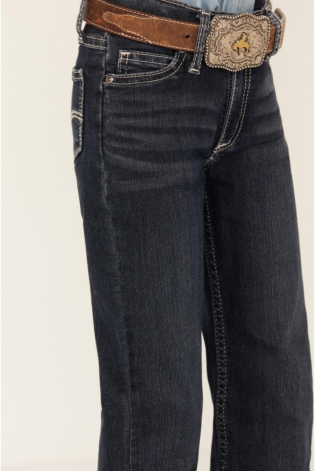 imageWrangler Girls Dark Wash Medium Blue Boot Cut JeansDark Blue