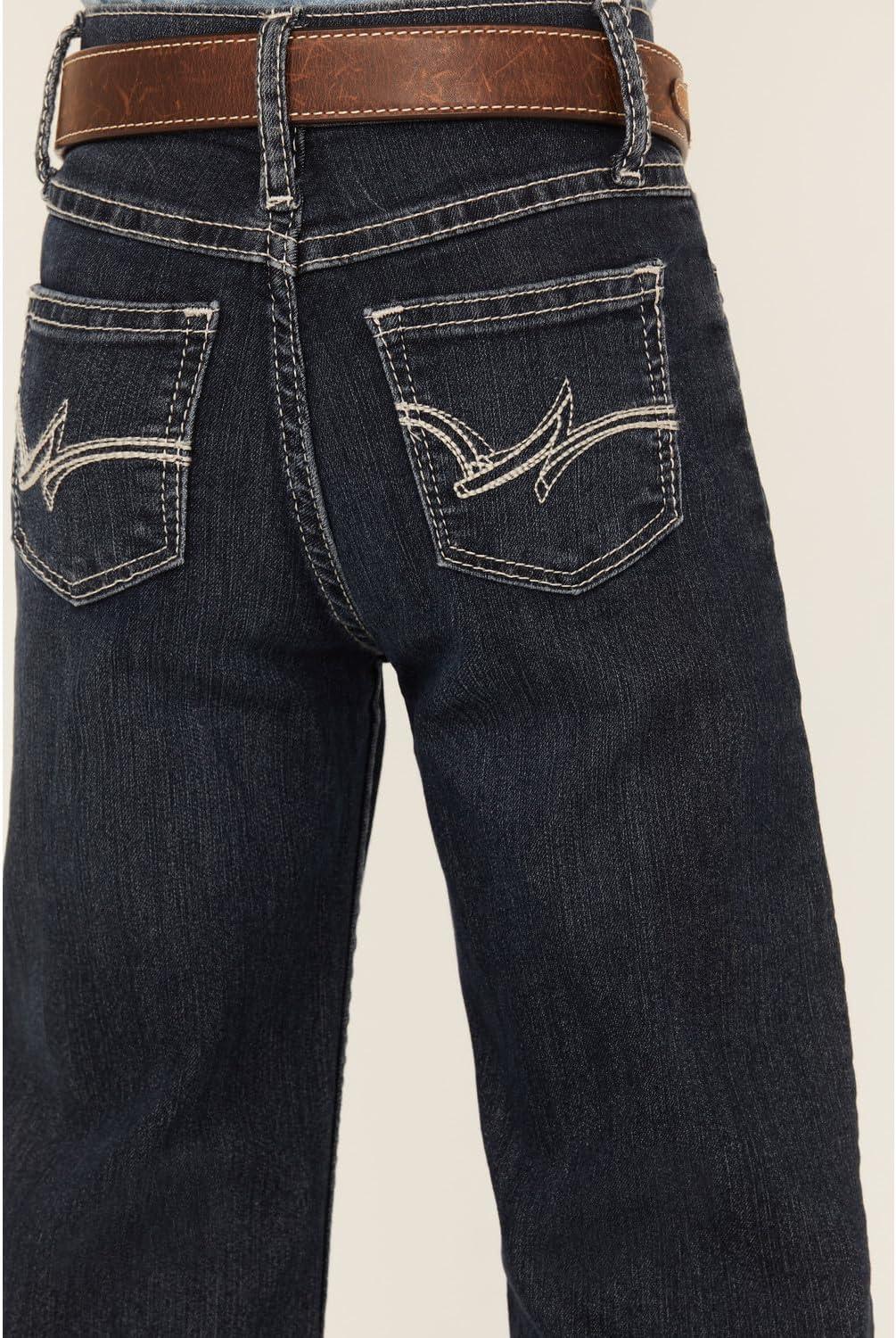 imageWrangler Girls Dark Wash Medium Blue Boot Cut JeansDark Blue