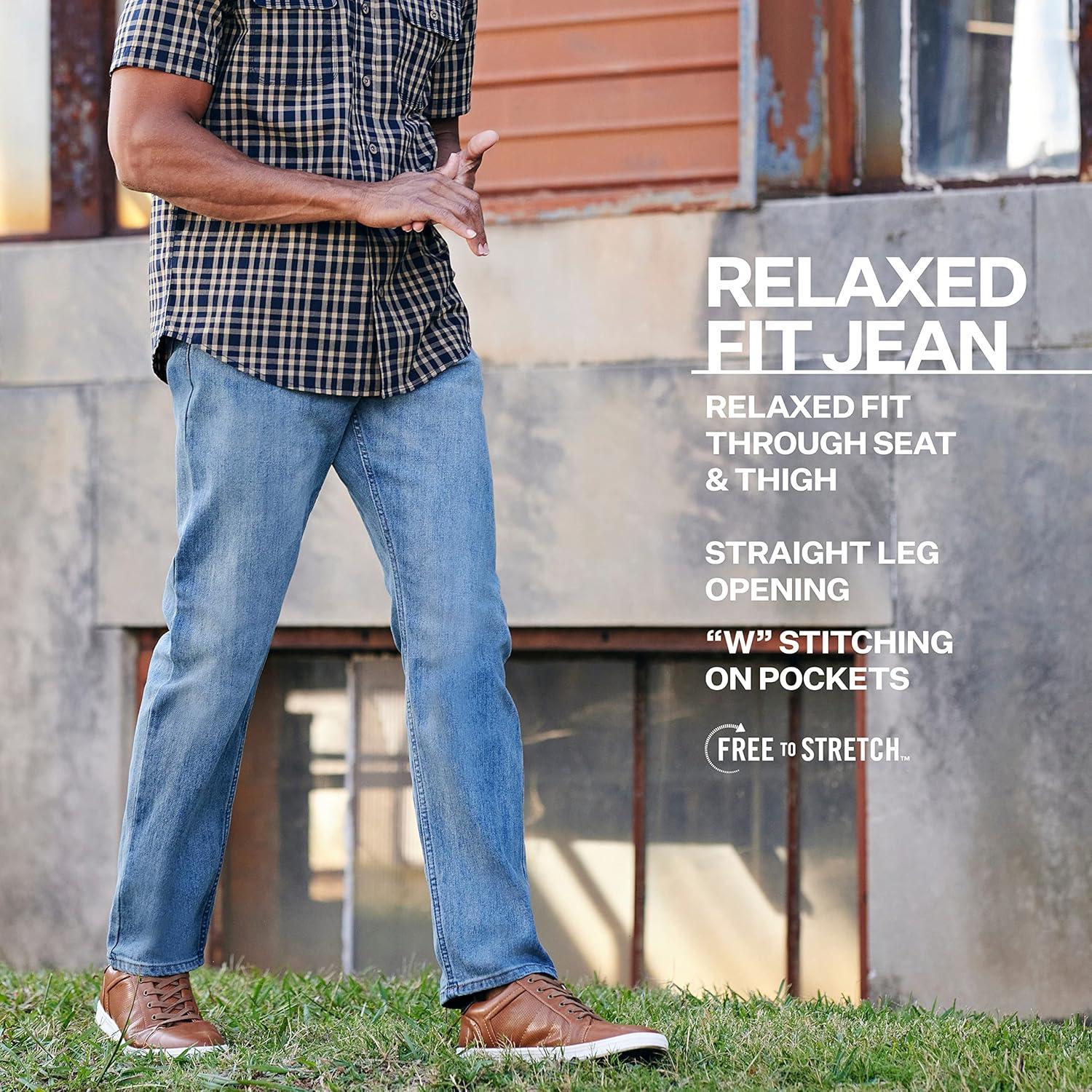 imageWrangler Mens FreetoStretch Relaxed Fit JeanDark Indigo