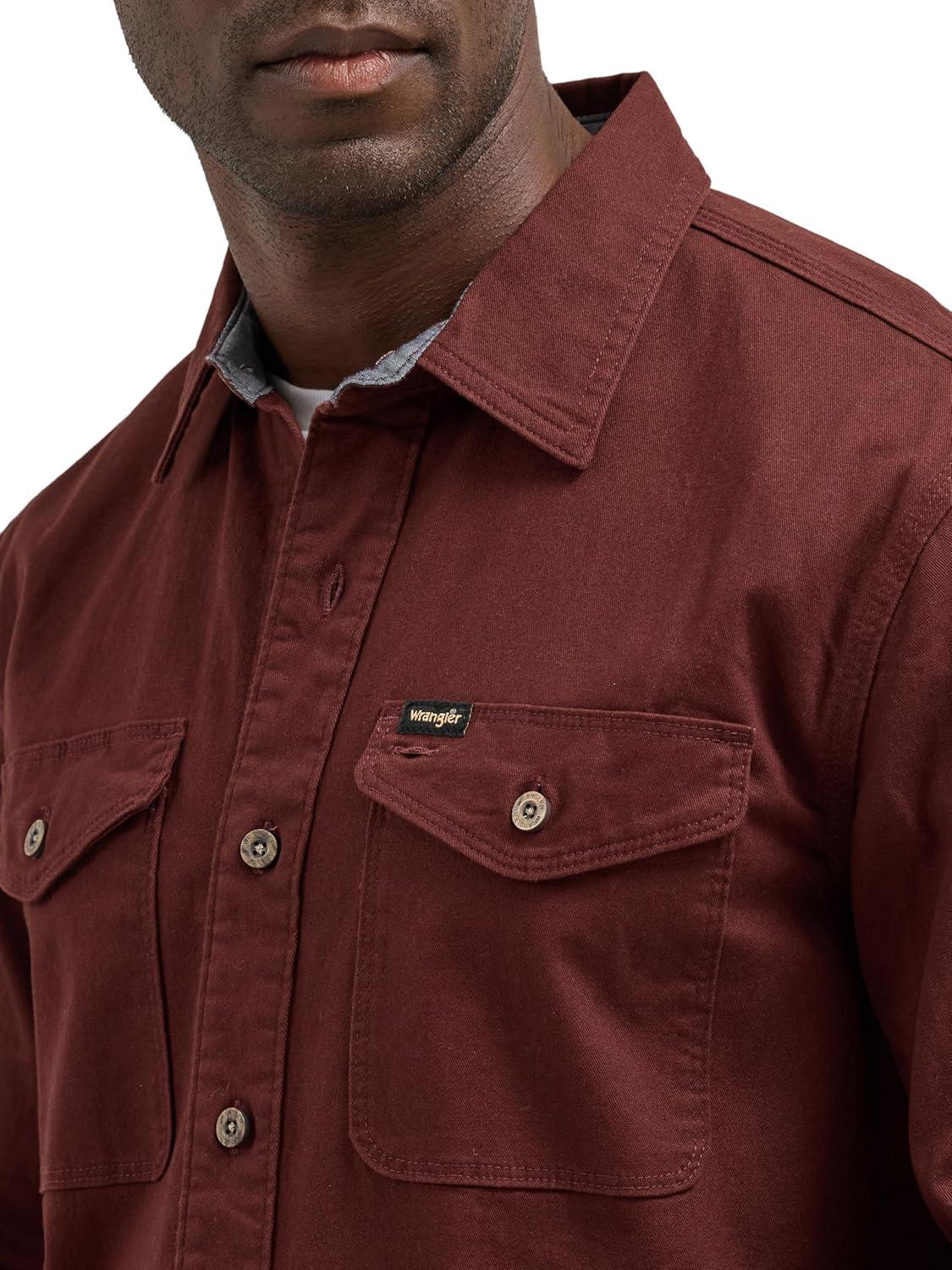 imageWrangler Mens Long Sleeve ShirtBitter Chocolate