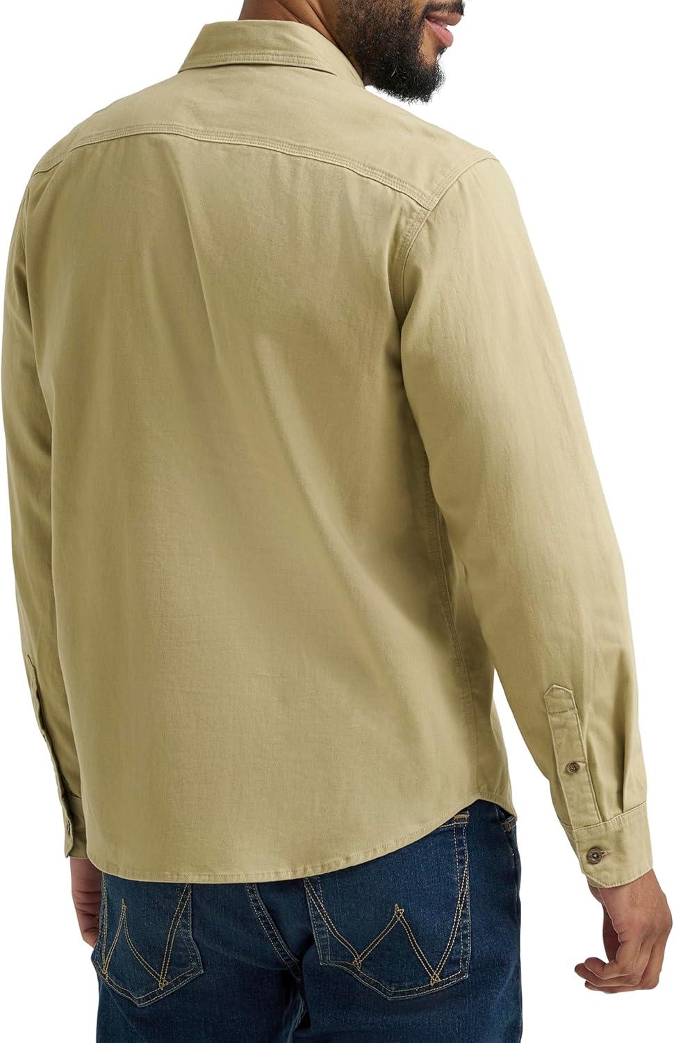 imageWrangler Mens Long Sleeve ShirtOlive Gray Twill