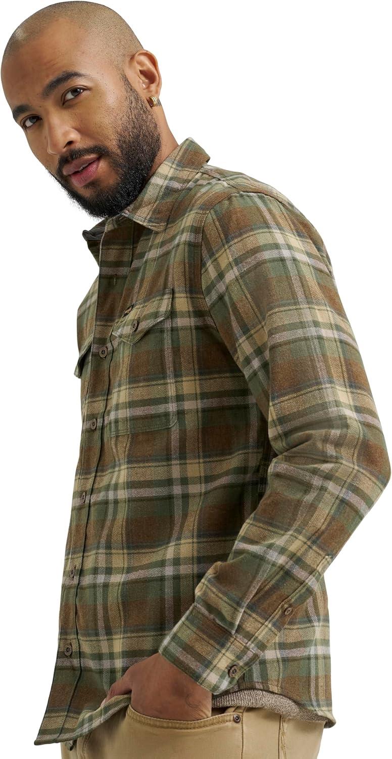 imageWrangler Mens Long Sleeve ShirtThyme Plaid Flannel
