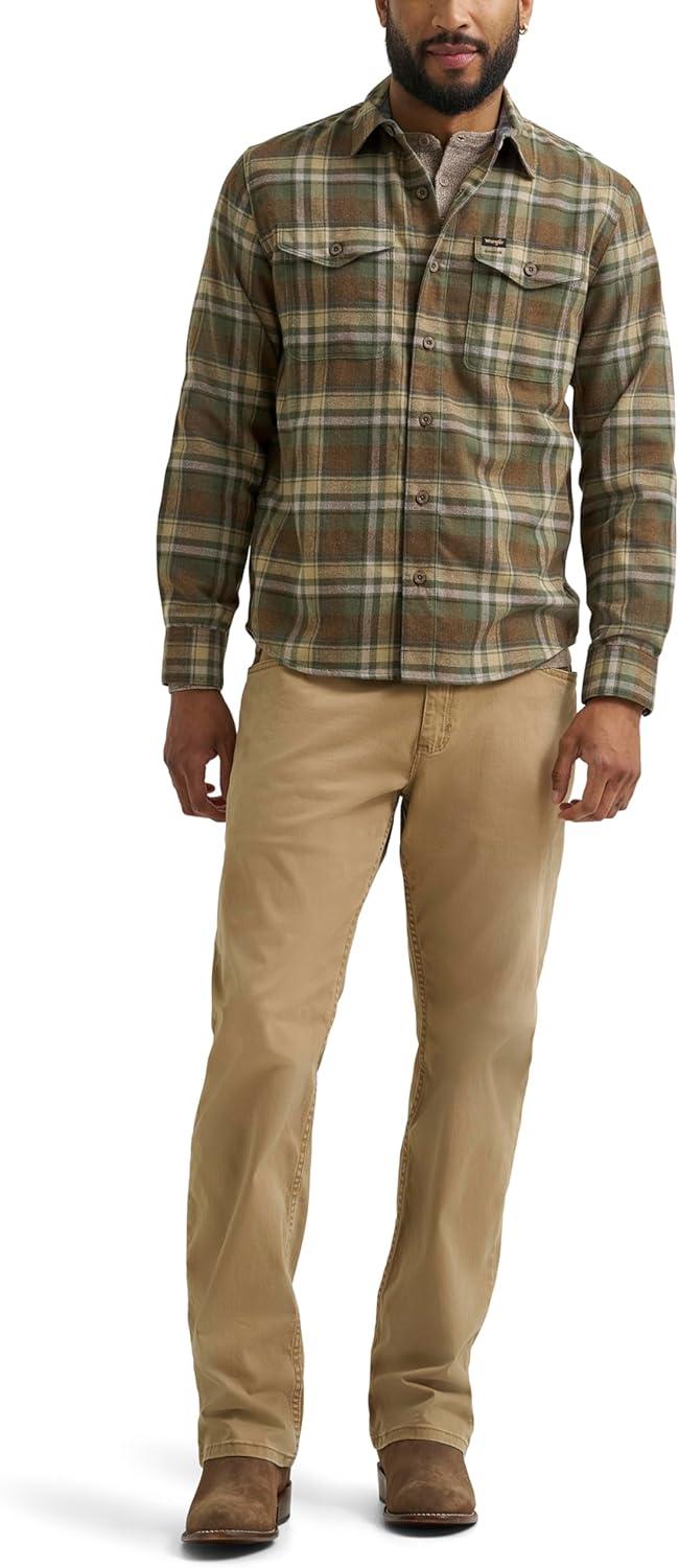 imageWrangler Mens Long Sleeve ShirtThyme Plaid Flannel