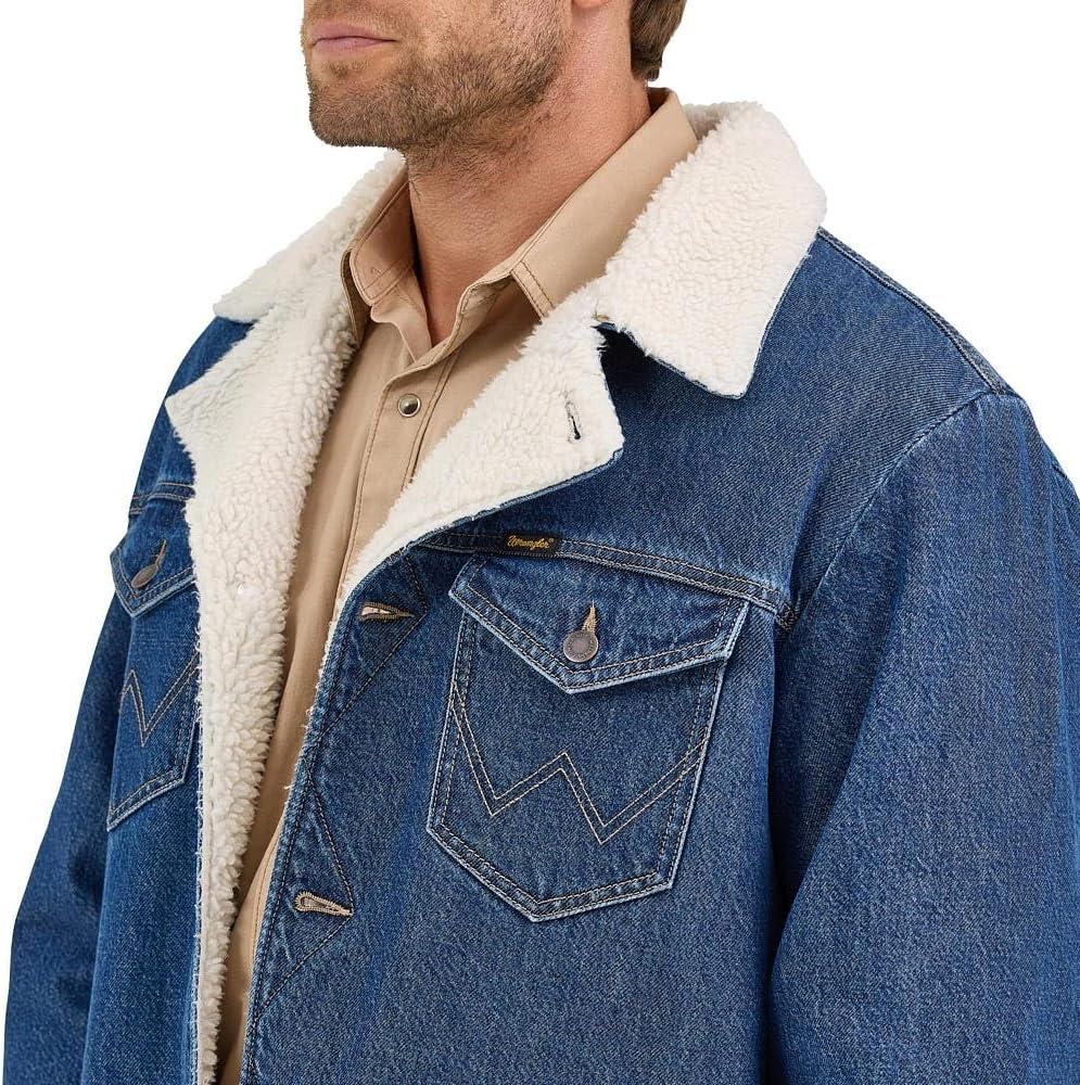 imageWrangler Mens Medium Wash Sherpa Lined Denim Jacket