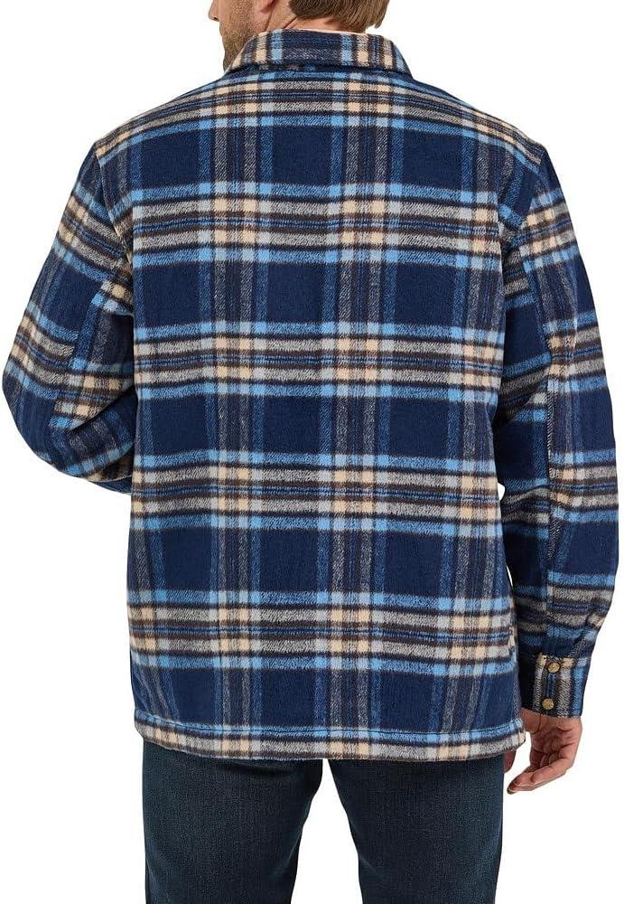 imageWrangler Mens Navy Plaid Lined Shirt Jacket