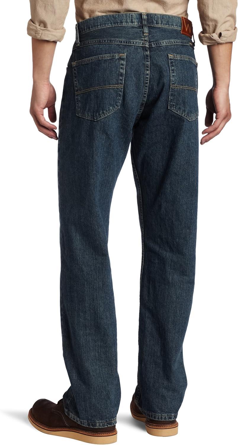 imageWrangler Mens Retro Slim Fit Straight Leg JeanGrayed Indigo