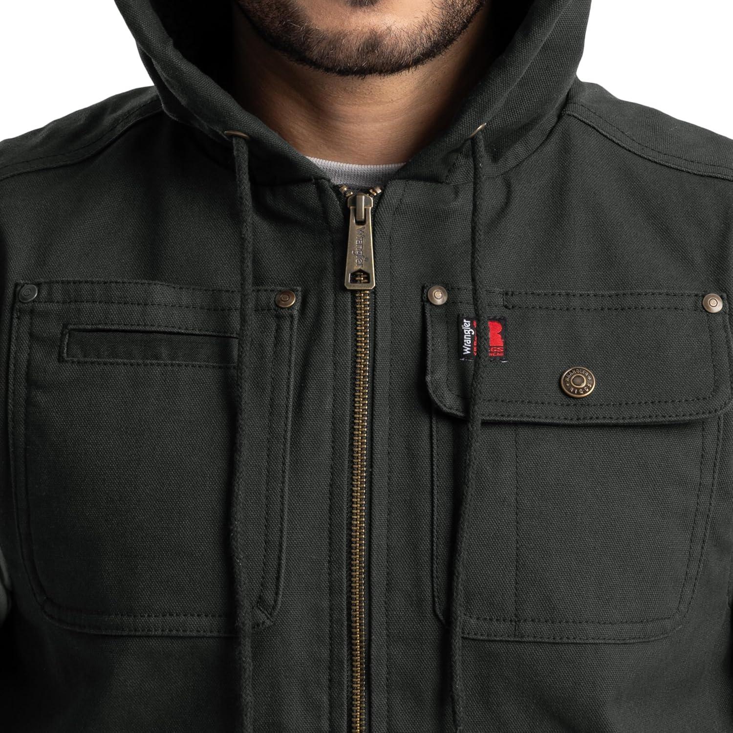 imageWrangler Mens Sherpa Lined Vest With HoodBlack