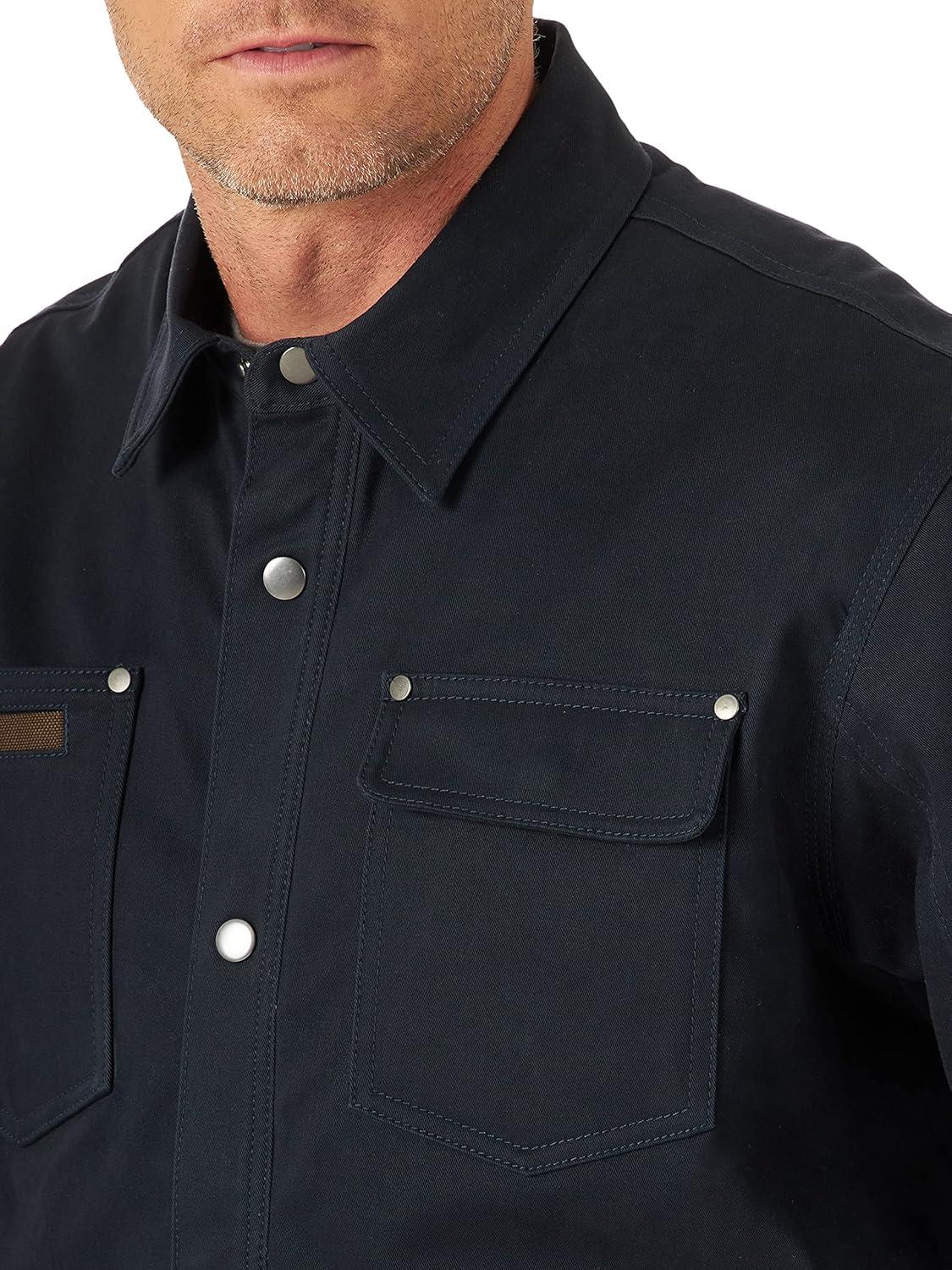 imageWrangler Mens Tough Layers Twill Shirt Work JacketDark Navy