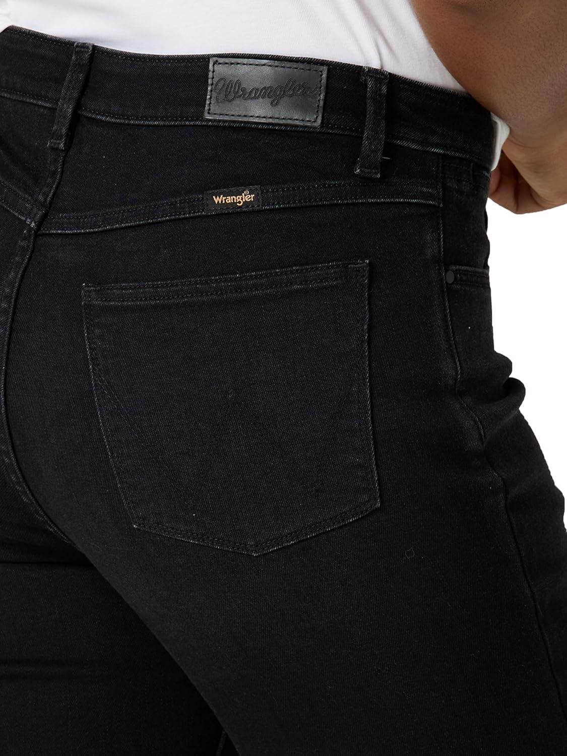 imageWrangler Womens High Rise True Straight Fit JeanMidnight Black