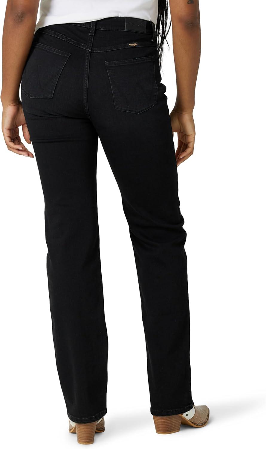 imageWrangler Womens High Rise True Straight Fit JeanMidnight Black