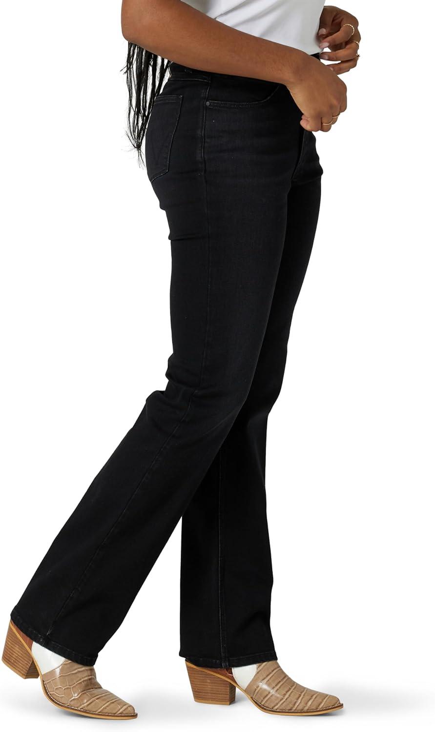 imageWrangler Womens High Rise True Straight Fit JeanMidnight Black