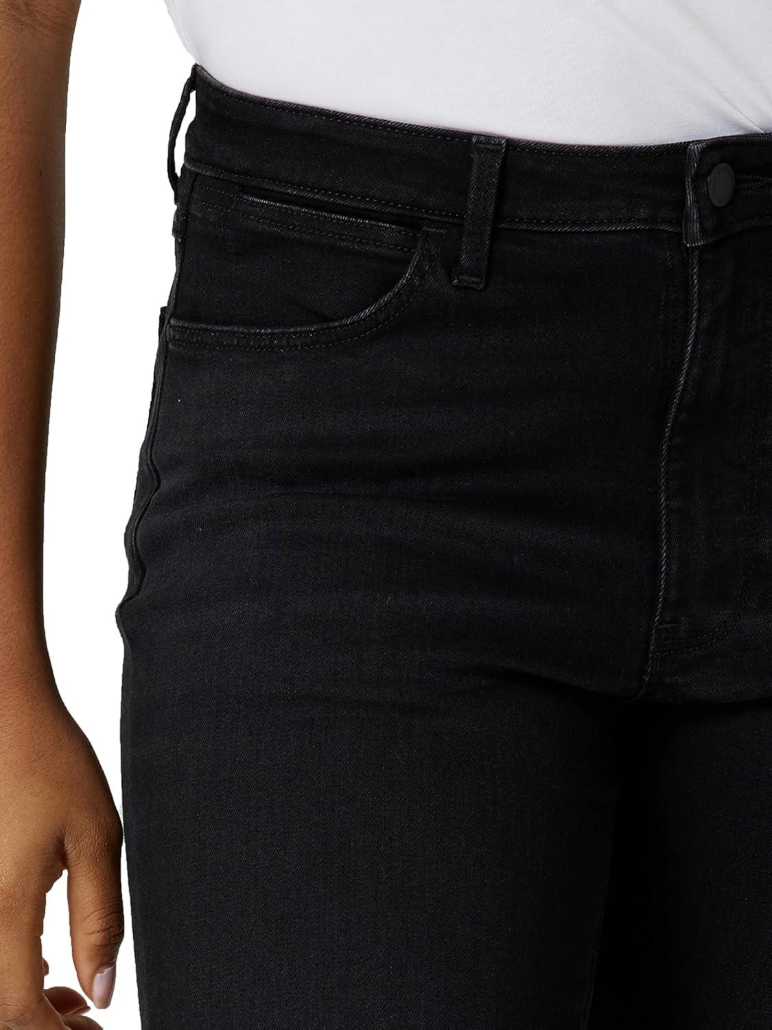 imageWrangler Womens High Rise True Straight Fit JeanMidnight Black