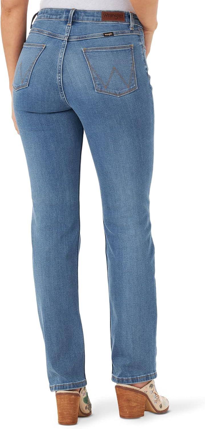 imageWrangler Womens High Rise True Straight Fit JeanRocky