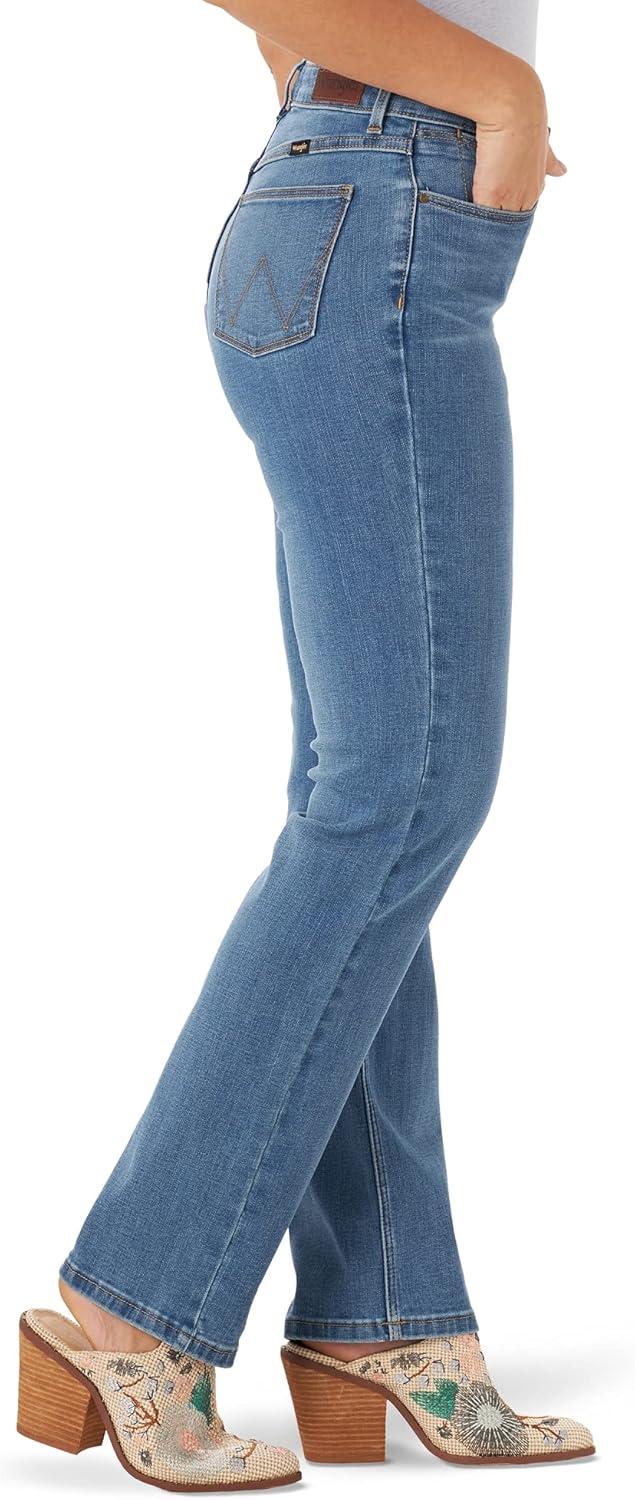 imageWrangler Womens High Rise True Straight Fit JeanRocky