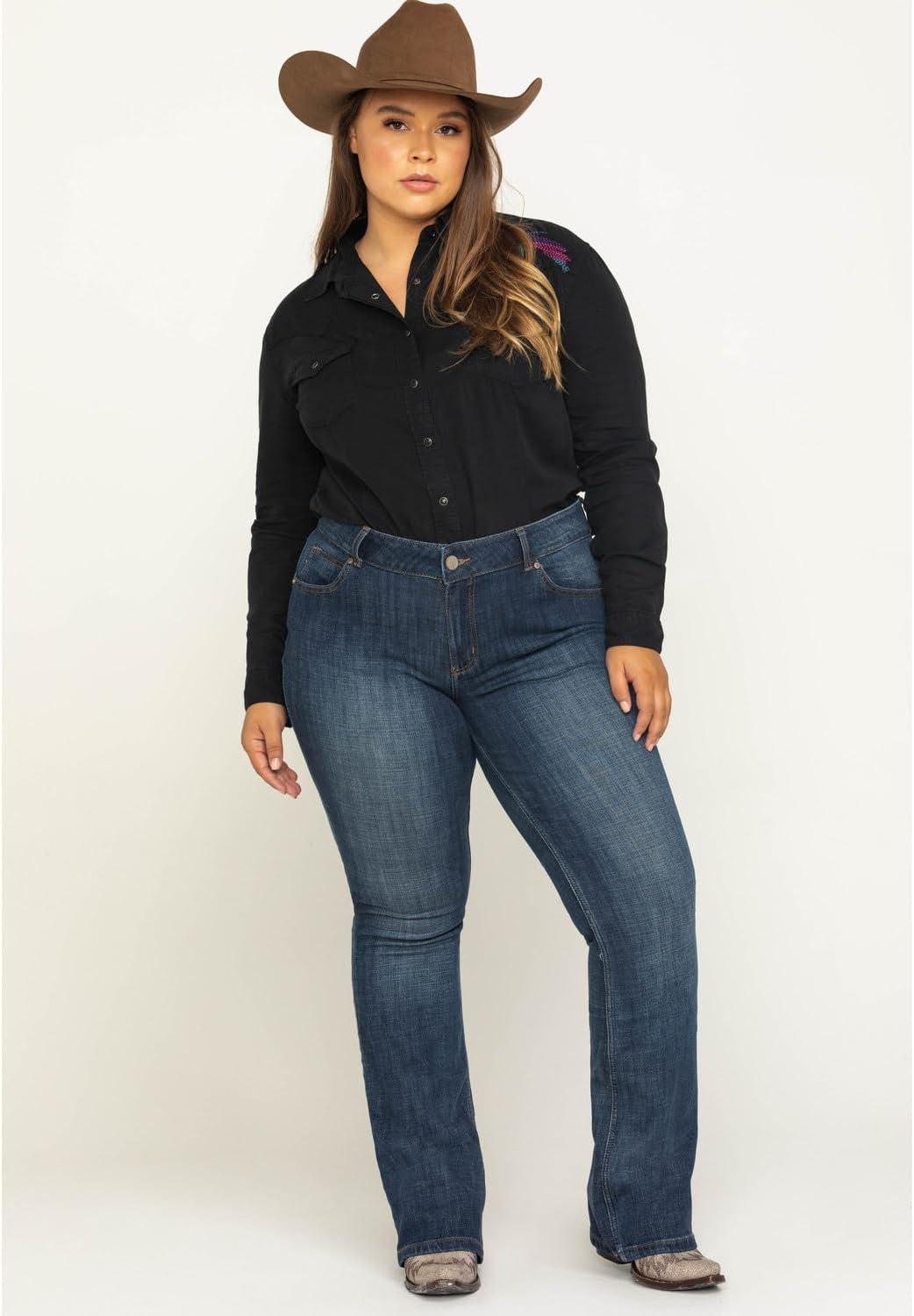 imageWrangler Womens Premium Patch Mae Sits Above Hip JeanMedium Blue