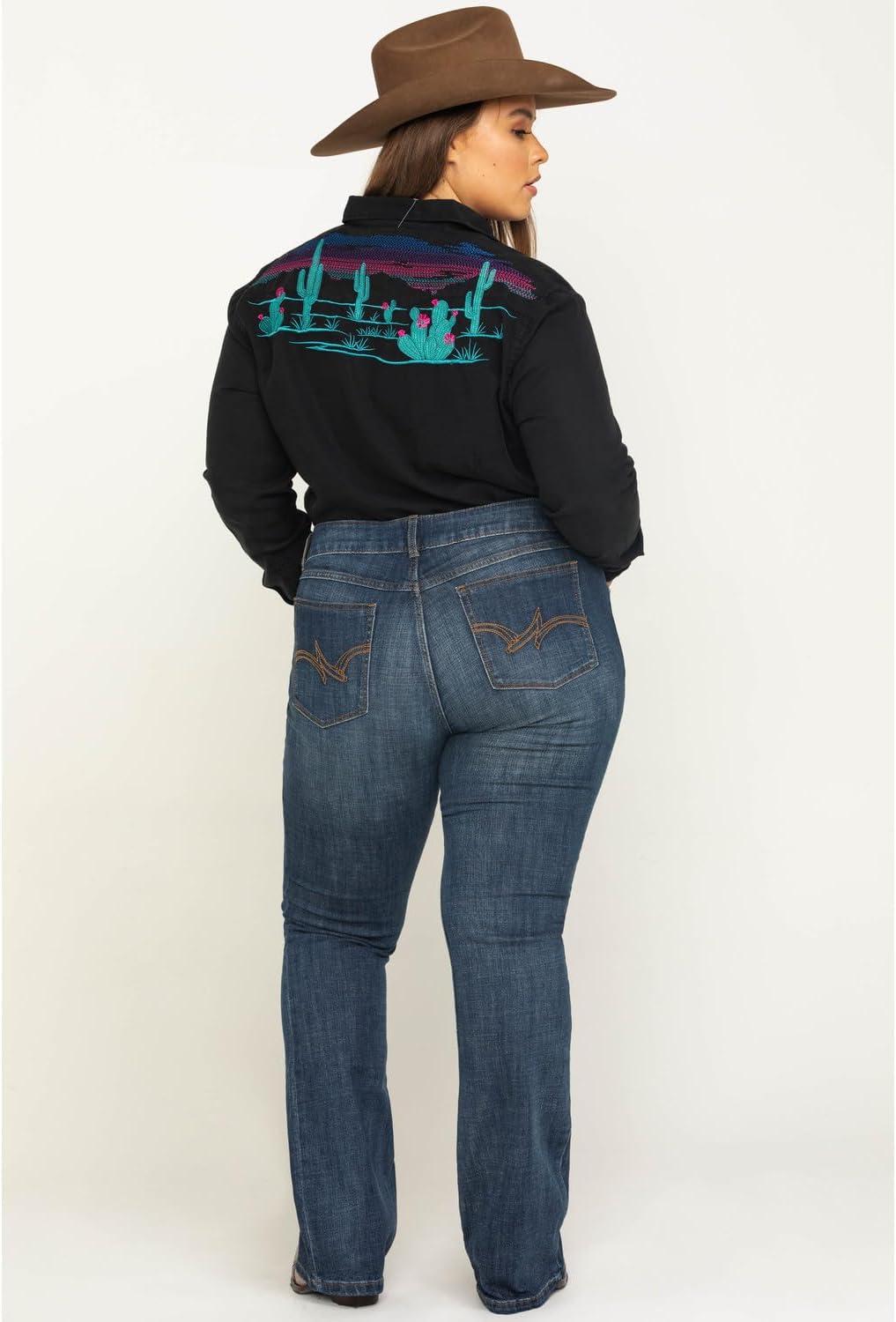 imageWrangler Womens Premium Patch Mae Sits Above Hip JeanMedium Blue