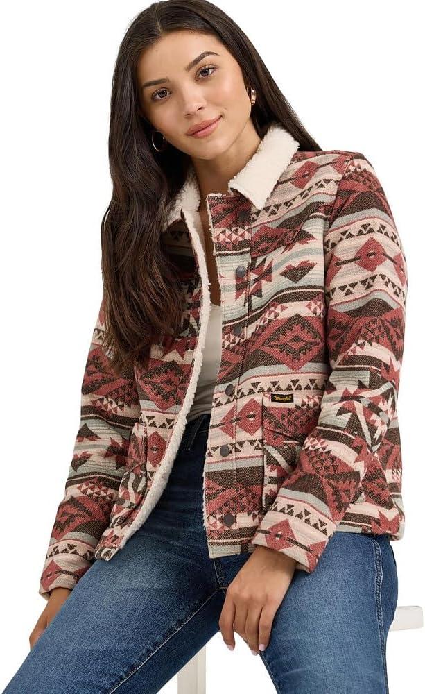 imageWrangler Womens Sherpa Lined Jacquard Shacket