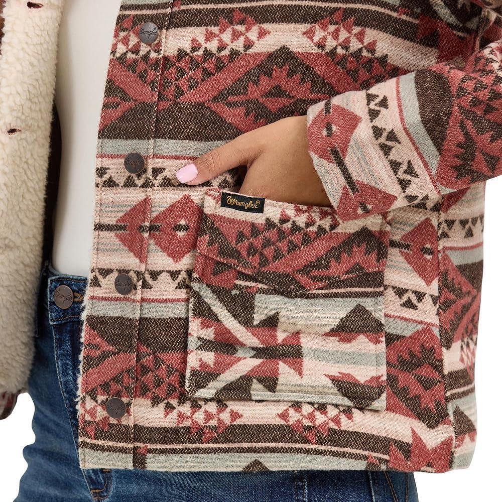 imageWrangler Womens Sherpa Lined Jacquard Shacket