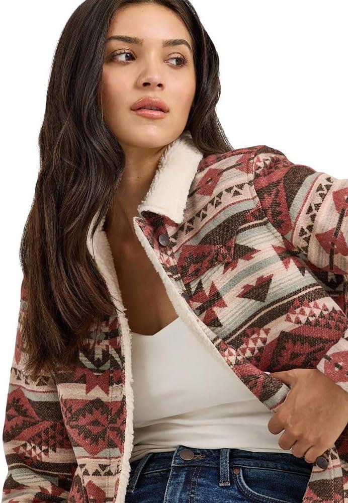 imageWrangler Womens Sherpa Lined Jacquard Shacket