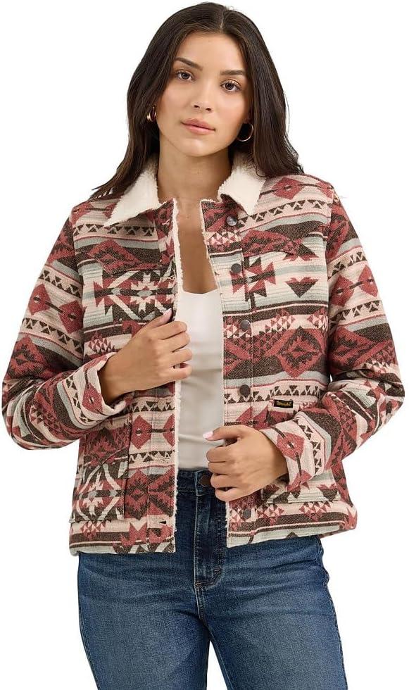 imageWrangler Womens Sherpa Lined Jacquard Shacket