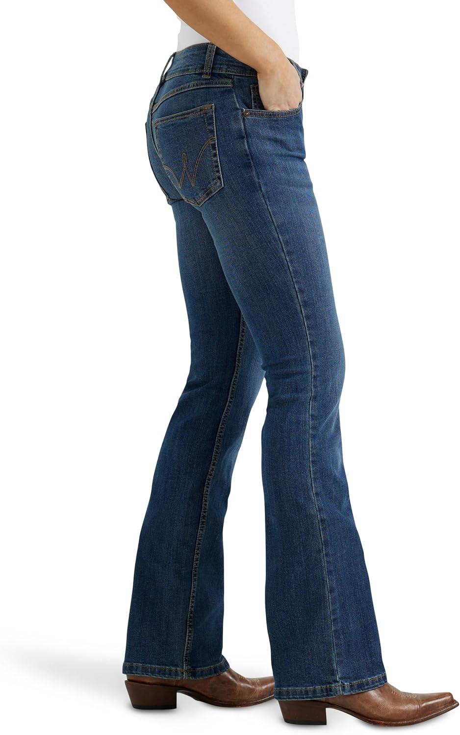 imageWrangler Womens Western Mid Rise Stretch Boot Cut JeanKora