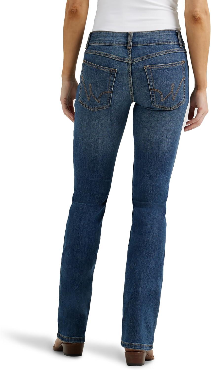 imageWrangler Womens Western Mid Rise Stretch Boot Cut JeanKora