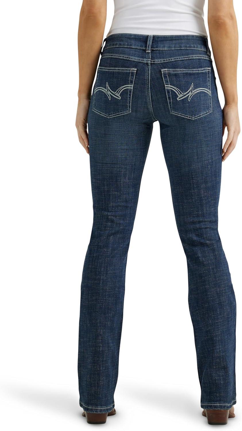 imageWrangler Womens Western Mid Rise Stretch Boot Cut JeanNavy