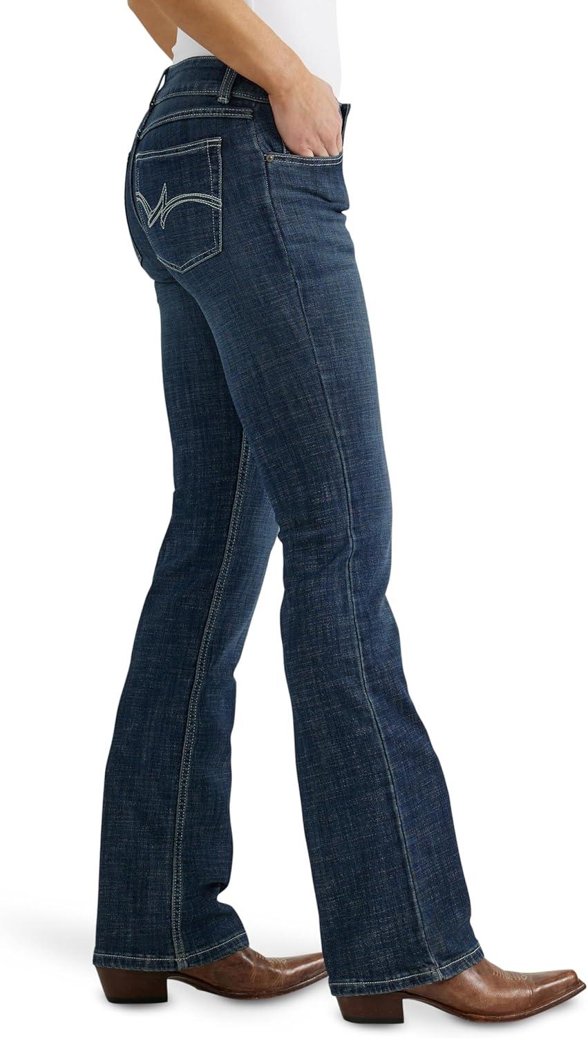 imageWrangler Womens Western Mid Rise Stretch Boot Cut JeanNavy