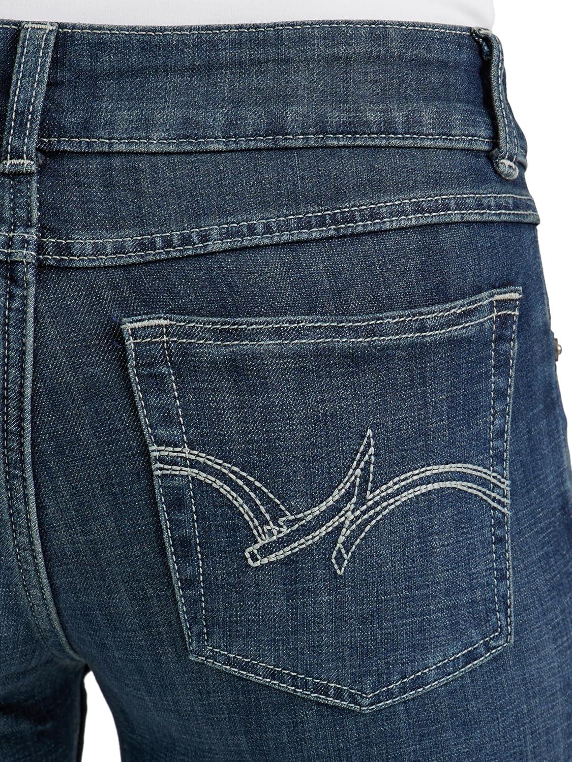 imageWrangler Womens Western Mid Rise Stretch Boot Cut JeanNavy