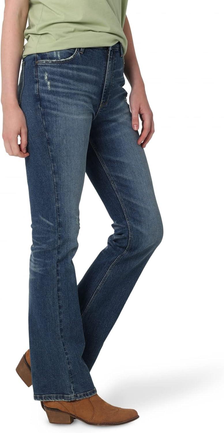 imageWrangler Womens Womens High Rise Bold Boot JeanDirt Road