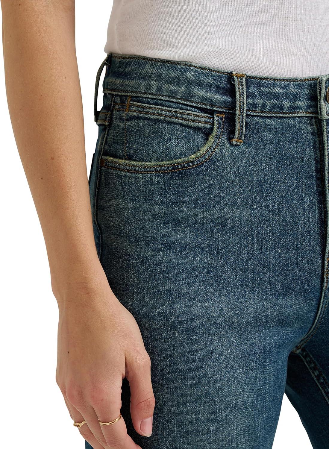 imageWrangler Womens Womens High Rise Bold Boot JeanStormy Indigo