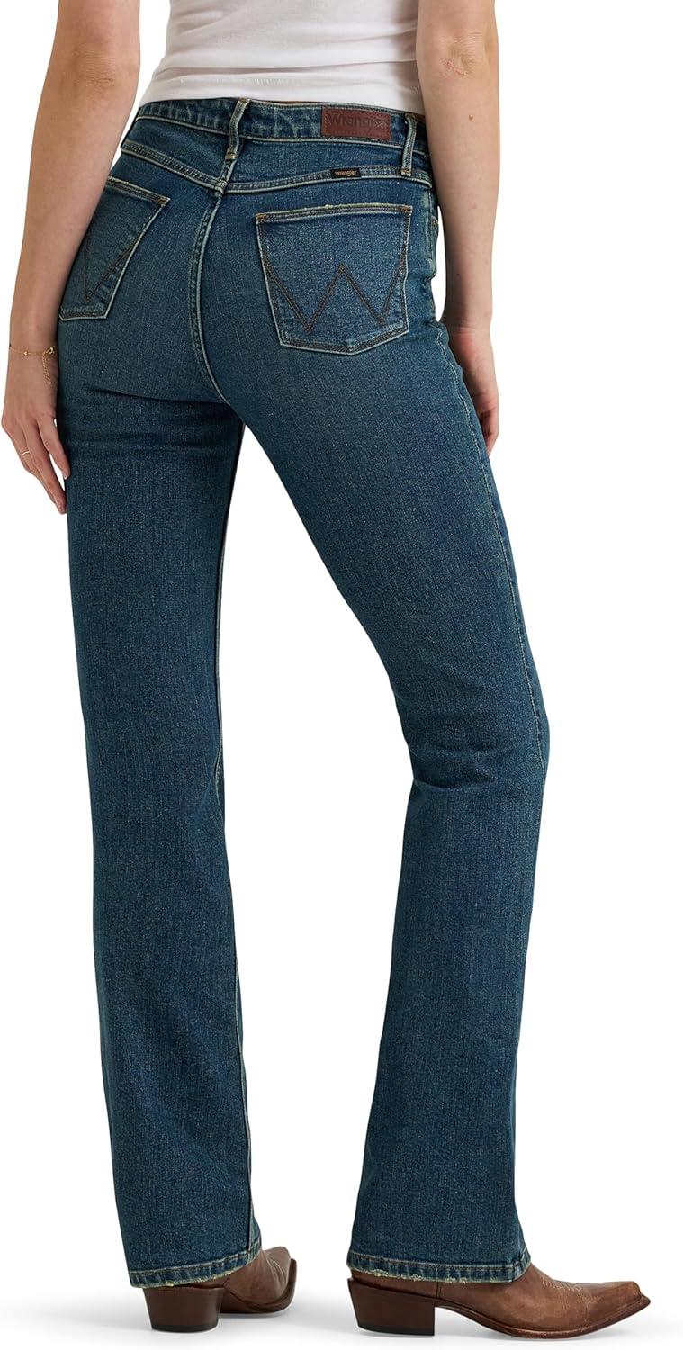 imageWrangler Womens Womens High Rise Bold Boot JeanStormy Indigo