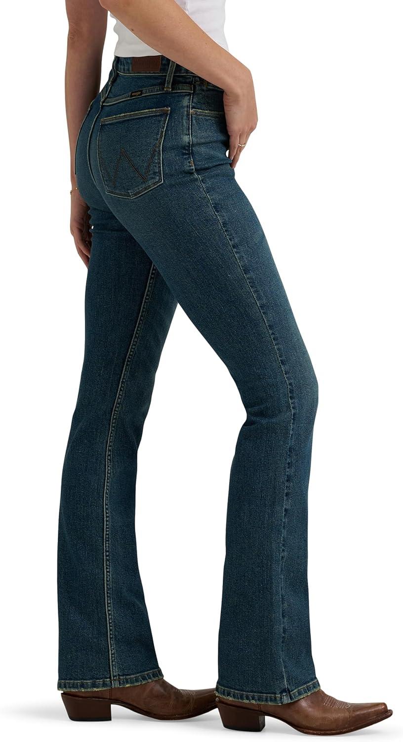 imageWrangler Womens Womens High Rise Bold Boot JeanStormy Indigo