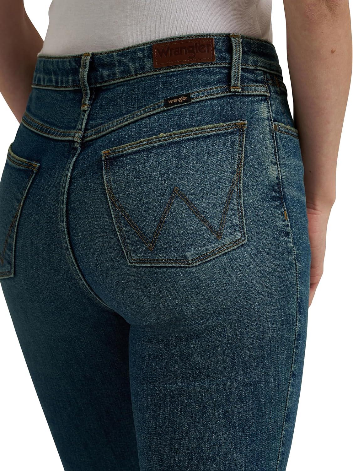 imageWrangler Womens Womens High Rise Bold Boot JeanStormy Indigo