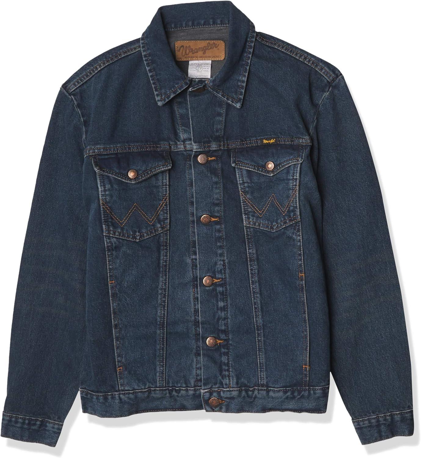 imageWrangler mens Cowboy Cut Western Unlined Denim JacketDark Blue