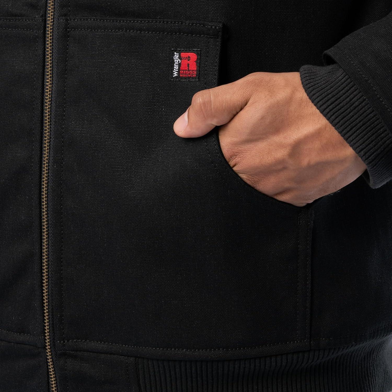 imageWrangler mens Duck Sherpa Lined Full Zip JacketBlack