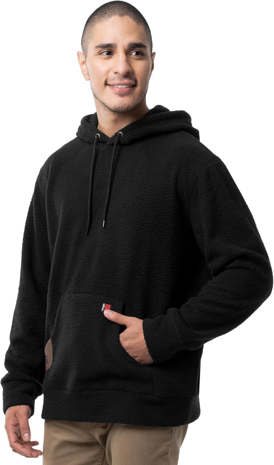 imageWrangler mens Sherpa Pullover HoodieBlack
