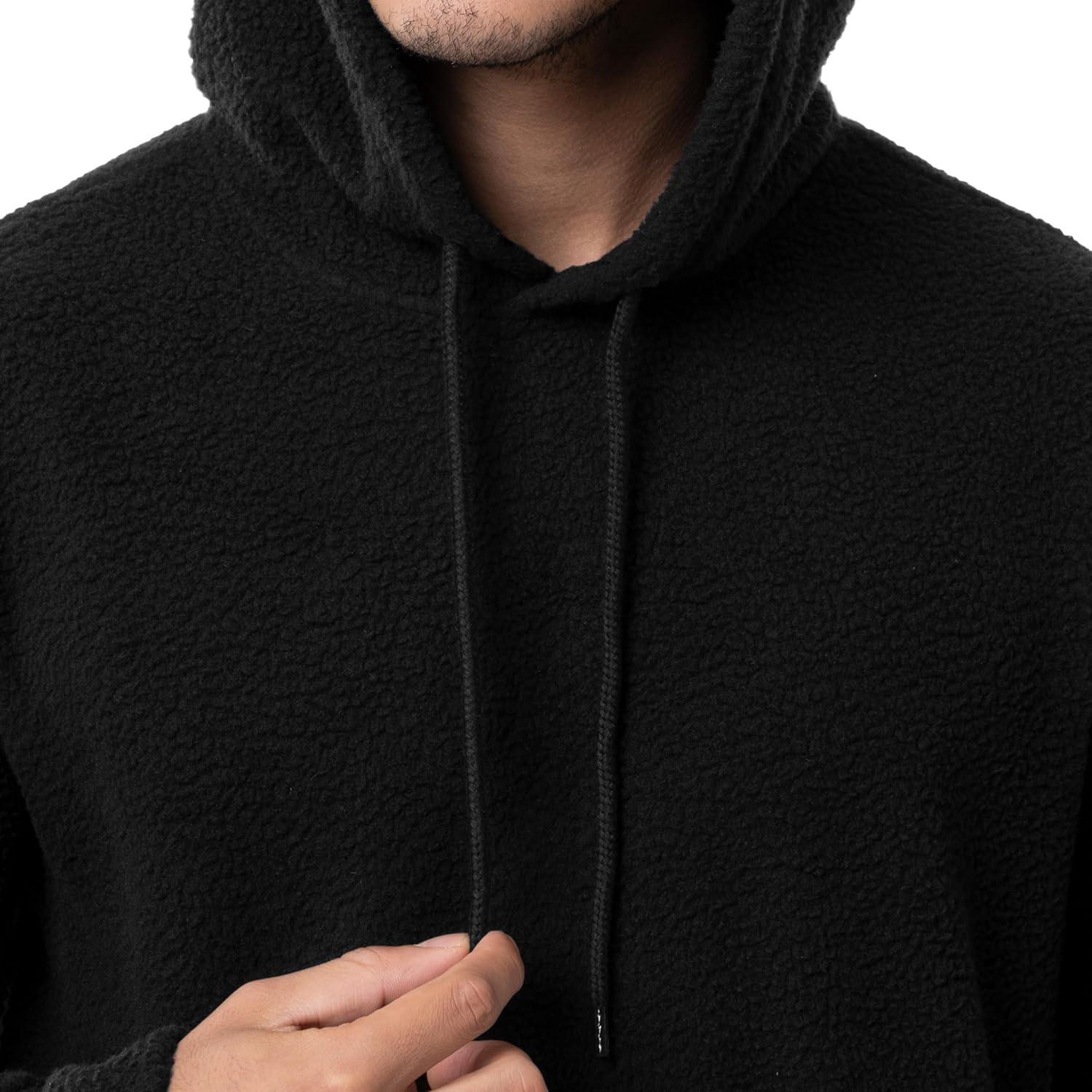 imageWrangler mens Sherpa Pullover HoodieBlack