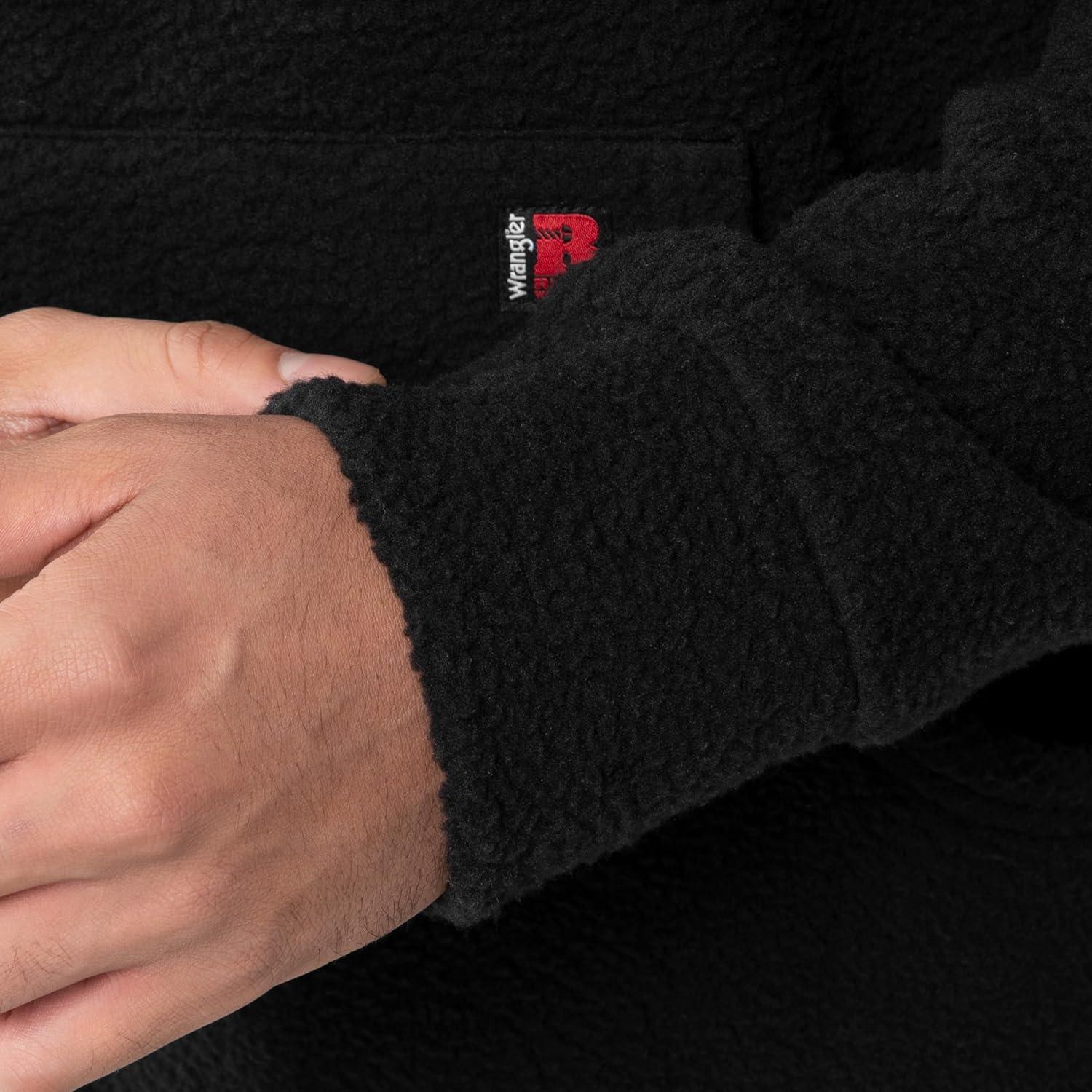 imageWrangler mens Sherpa Pullover HoodieBlack