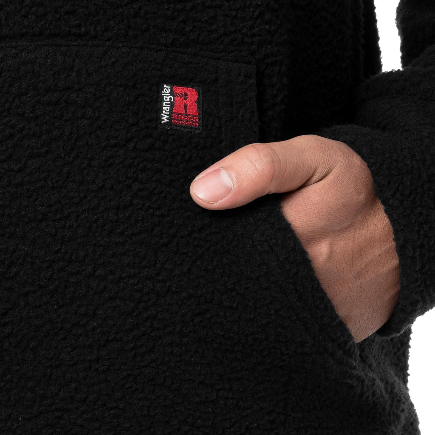 imageWrangler mens Sherpa Pullover HoodieBlack